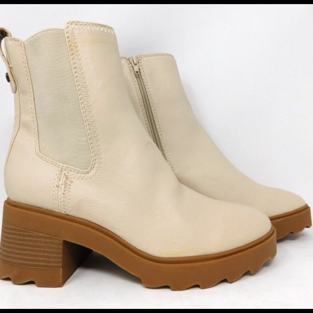 Zodiac Women's Boots Size 9 Teresa Chelsea White Birch Tan Platform Faux Leather